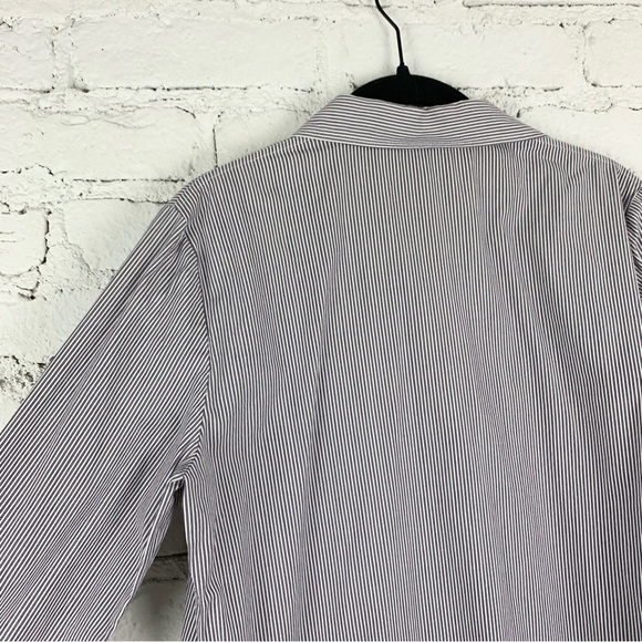 Lafayette 148 Purple Pinstriped Single Pocket Button Down Collared Blouse Small - Picture 8 of 10